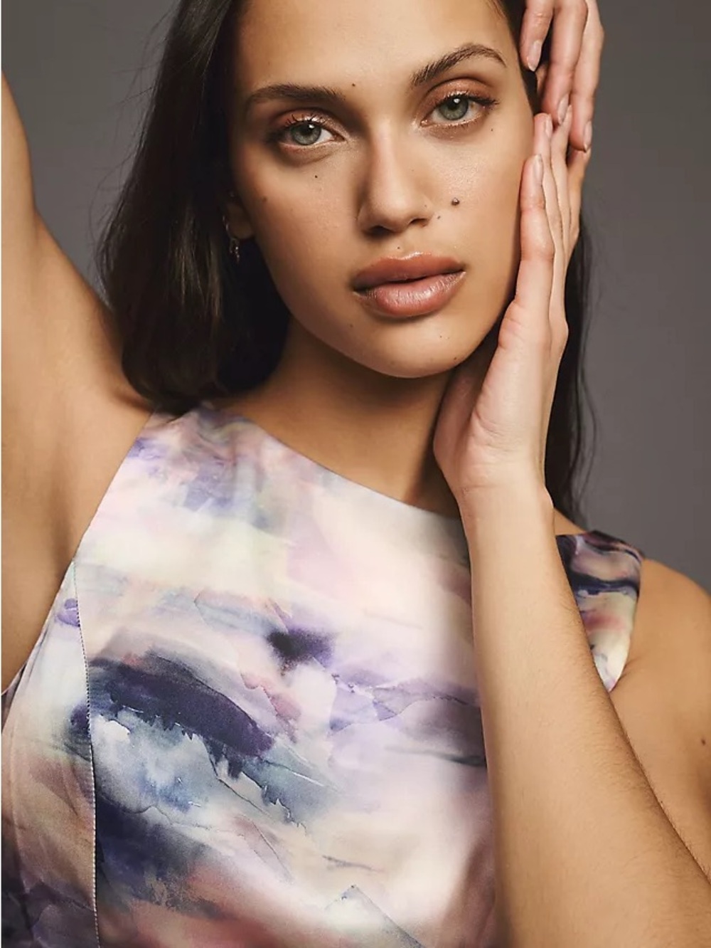 Anthropologie BHLDN Alice Sleeveless Printed Satin Mini Dress Pink Multi Lover - Picture 3 of 11